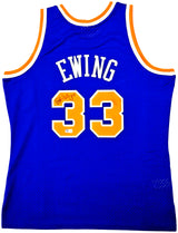 New York Knicks Patrick Ewing Autographed Blue Authentic Mitchell & Ness 1991-92 HWC Swingman Jersey Size L Beckett BAS Witness Stock #214818