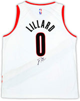 Portland Trailblazers Damian Lillard Autographed White Fanatics Jersey Size XL Beckett BAS QR Stock #214827