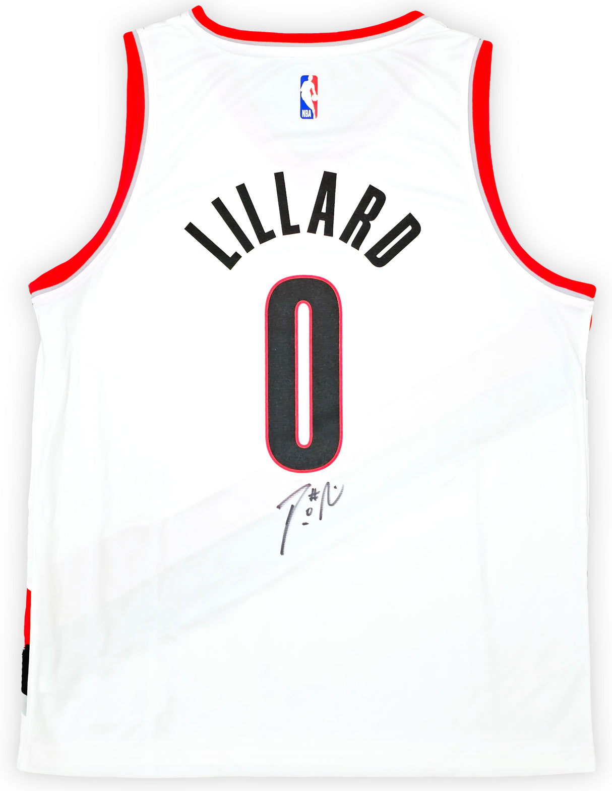 Portland Trailblazers Damian Lillard Autographed White Fanatics Jersey Size L Beckett BAS QR Stock #214826