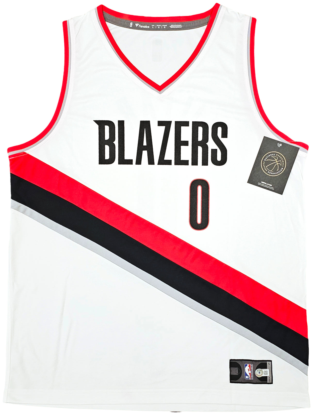 Portland Trailblazers Damian Lillard Autographed White Fanatics Jersey Size L Beckett BAS QR Stock #214826