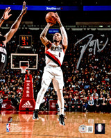 Damian Lillard Autographed 8X10 Photo Portland Trailblazers Shooting Over James Harden Beckett BAS Witness Stock #214829