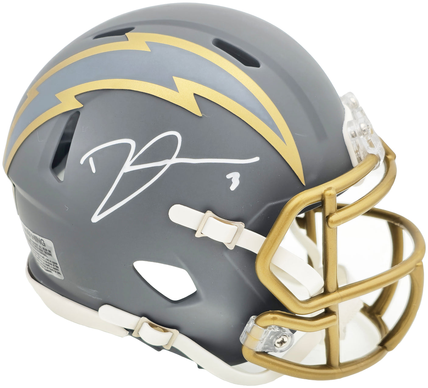 Derwin James Jr. Autographed Los Angeles Chargers Slate Gray Speed Mini Helmet Beckett BAS Witness Stock #230073