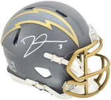 Derwin James Jr. Autographed Los Angeles Chargers Slate Gray Speed Mini Helmet Beckett BAS Witness Stock #230073