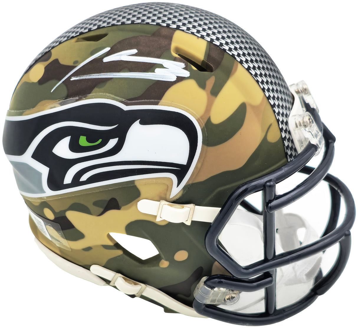 Kenneth Walker III Autographed Seattle Seahawks Camo Speed Mini Helmet Beckett BAS Witness Stock #230068