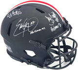 Archie Griffin, Eddie George & Troy Smith Autographed Ohio State Buckeyes Full Size Authentic Speed Helmet "Heisman" Beckett BAS Witness Stock #230104