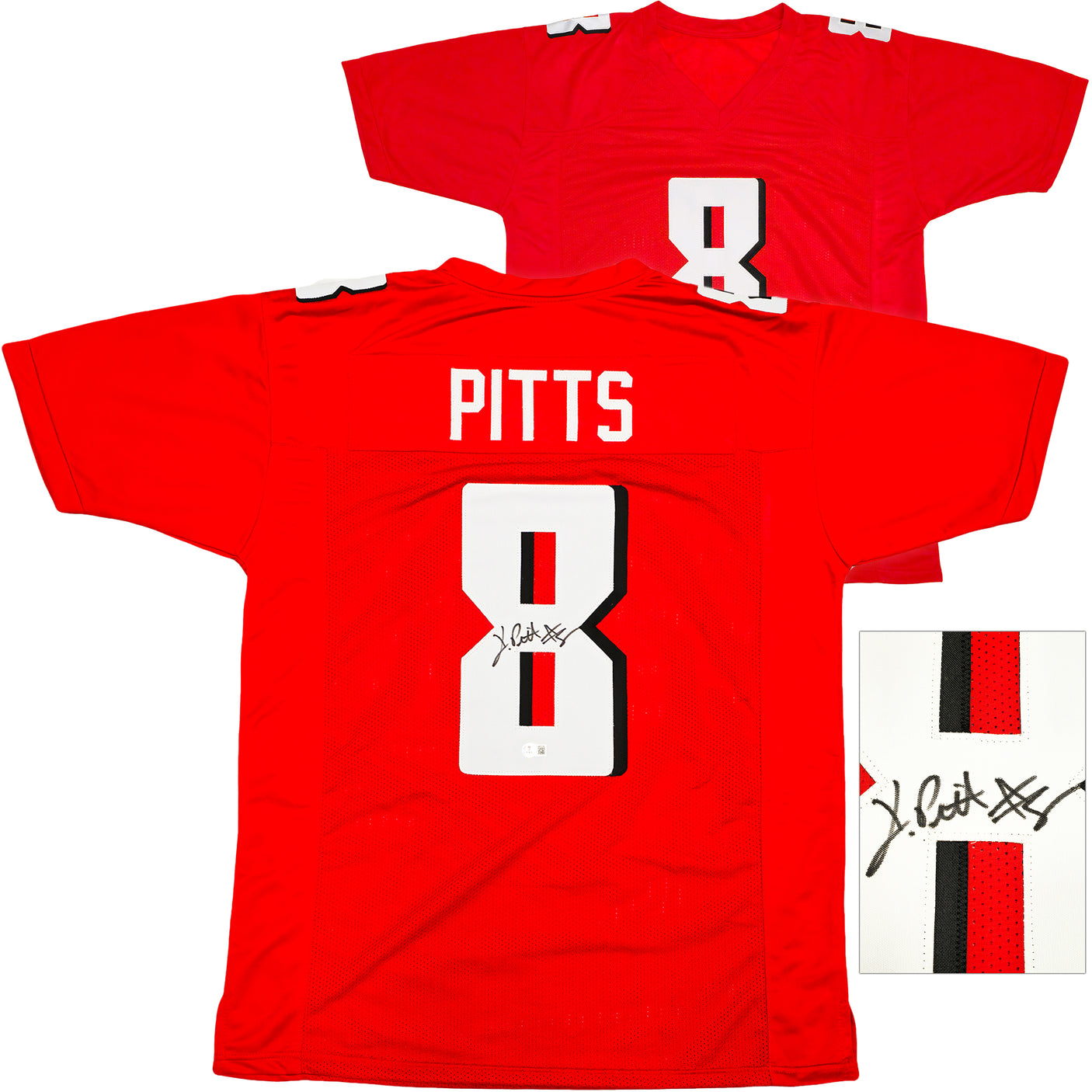 Atlanta Falcons Kyle Pitts Autographed Red Jersey Beckett BAS Witness Stock #230055