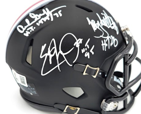 Archie Griffin, Eddie George & Troy Smith Autographed Ohio State Buckeyes Black Speed Mini Helmet "HT" Beckett BAS Witness Stock #230119