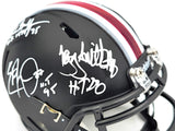 Archie Griffin, Eddie George & Troy Smith Autographed Ohio State Buckeyes Black Speed Mini Helmet "HT" Beckett BAS Witness Stock #230119