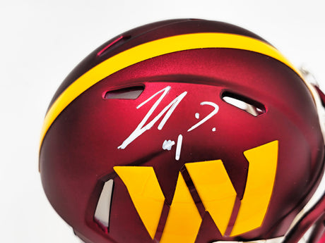 Jahan Dotson Autographed Washington Commanders Maroon Speed Mini Helmet Beckett BAS Witness Stock #230113