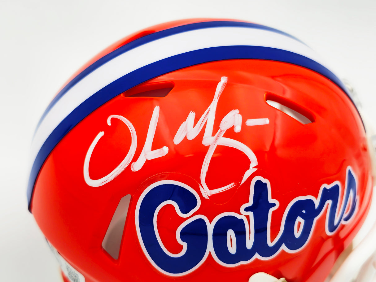 Urban Meyer Autographed Florida Gators Orange Speed Mini Helmet Beckett BAS Witness Stock #230114