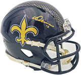 Chris Olave Autographed New Orleans Saints Black 2022 Alternate Speed Mini Helmet Beckett BAS Witness Stock #230110