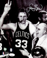 Larry Bird Autographed 8x10 Photo Boston Celtics With Red Auerbach JSA Stock #230034