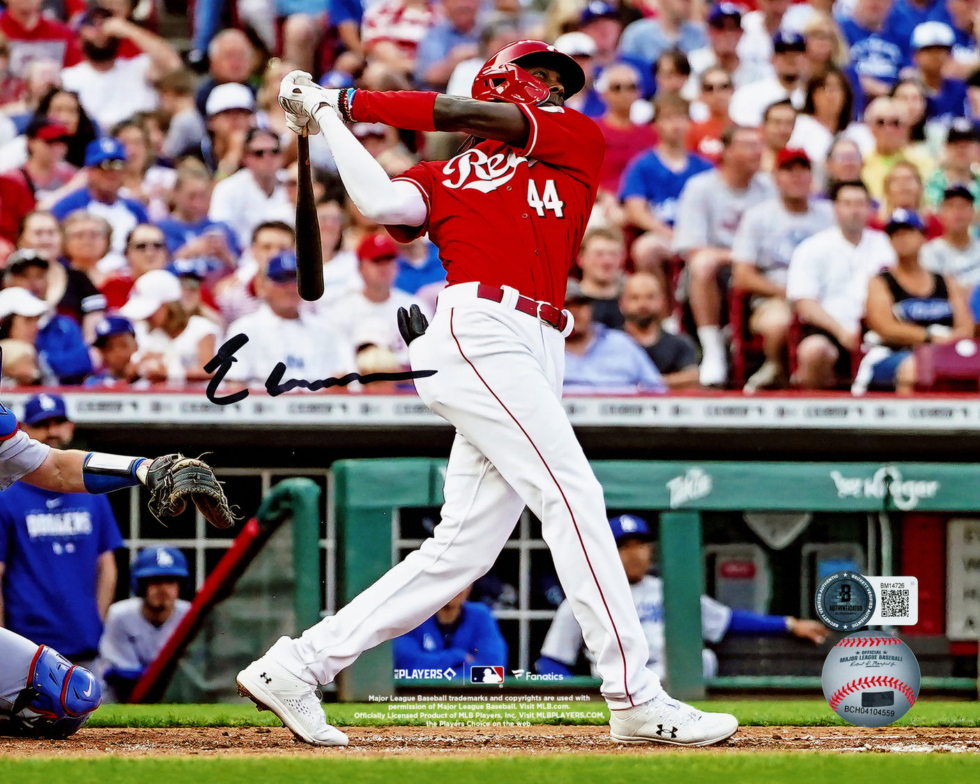 Elly De La Cruz Autographed 8x10 Photo Cincinnati Reds Home Run Swing Beckett BAS QR Stock #230099