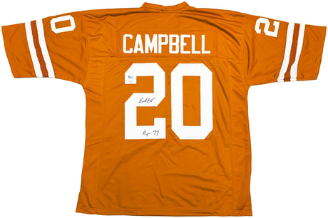 Texas Longhorns Earl Campbell Autographed Orange Jersey "HT 77" JSA Stock #228966