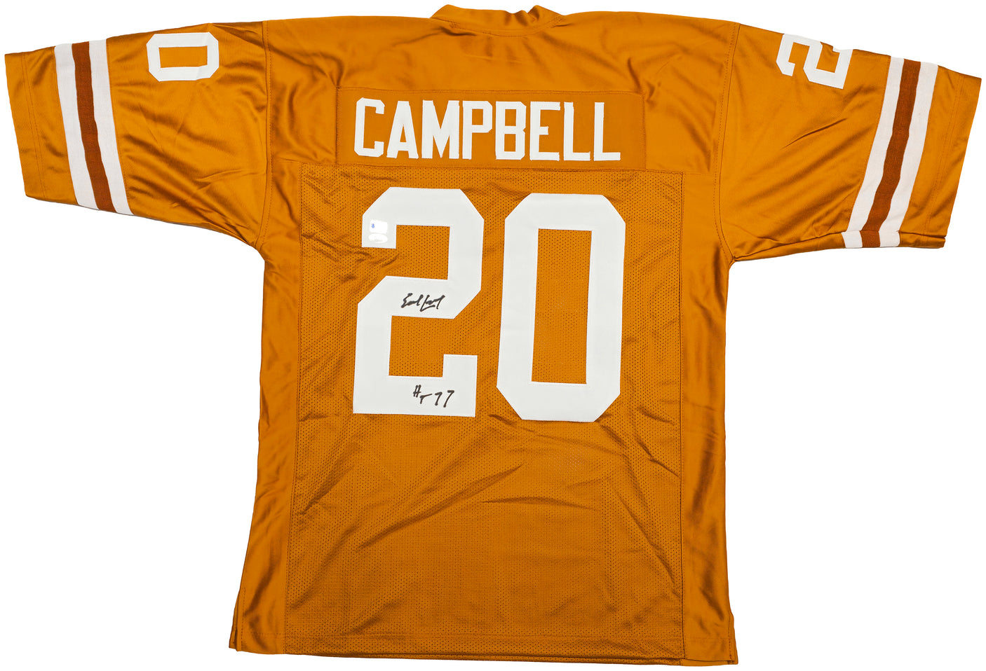 Texas Longhorns Earl Campbell Autographed Orange Jersey "HT 77" JSA Stock #228967