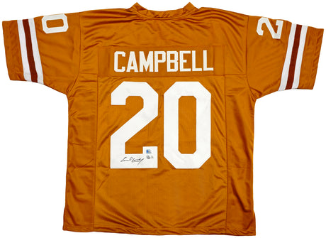 Texas Longhorns Earl Campbell Autographed Orange Jersey Beckett BAS QR Stock #229044