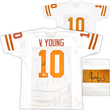 Texas Longhorns Vince Young Autographed White & Orange Jersey PSA/DNA Stock #229529