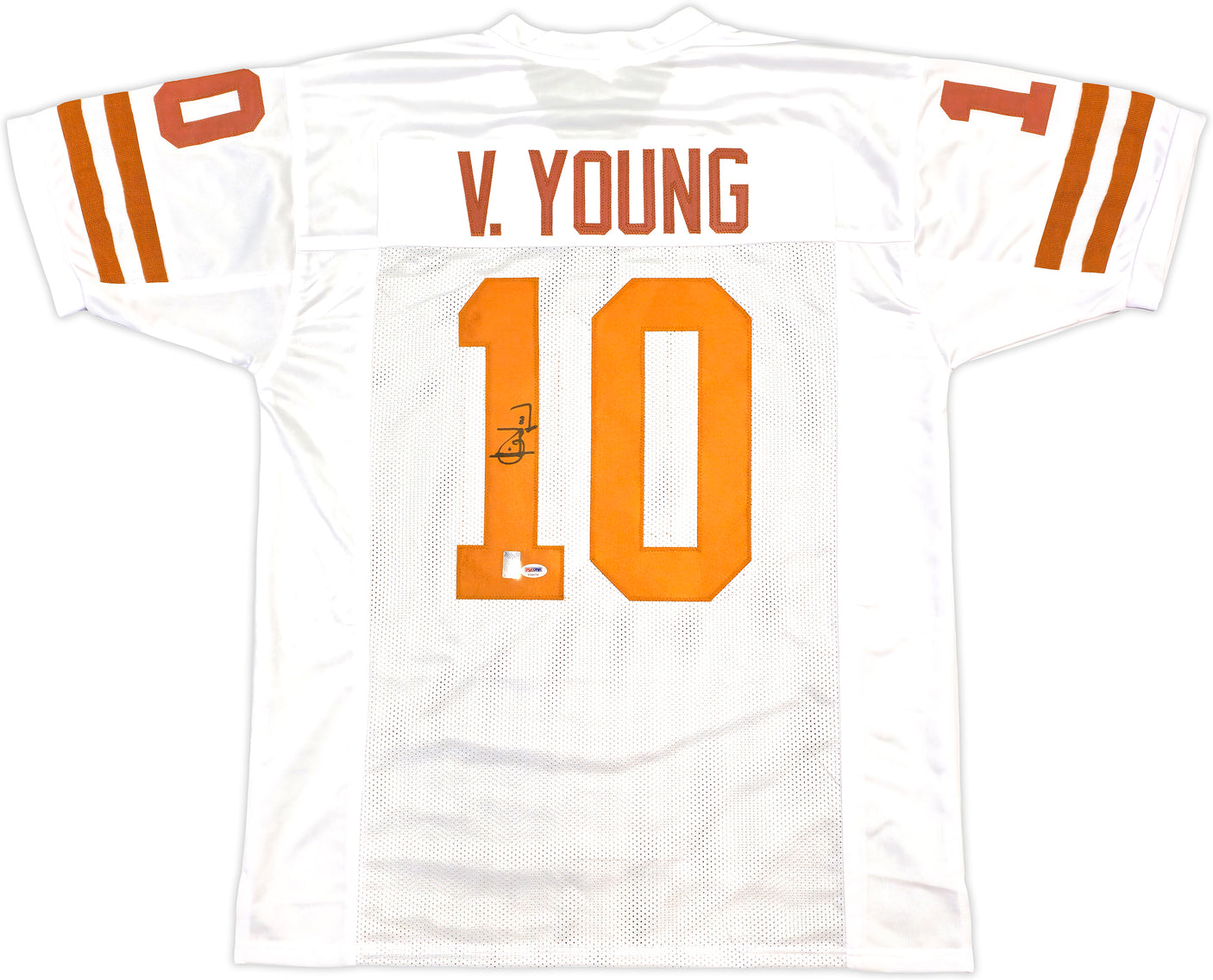 Texas Longhorns Vince Young Autographed White & Orange Jersey PSA/DNA Stock #229529