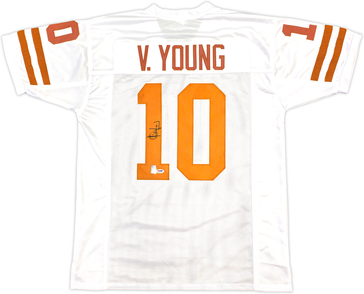 Texas Longhorns Vince Young Autographed White & Orange Jersey PSA/DNA Stock #229529