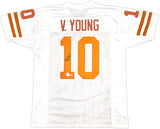 Texas Longhorns Vince Young Autographed White & Orange Jersey PSA/DNA Stock #229529