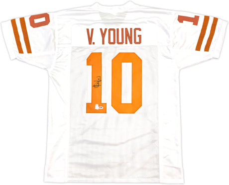 Texas Longhorns Vince Young Autographed White & Orange Jersey PSA/DNA Stock #229529