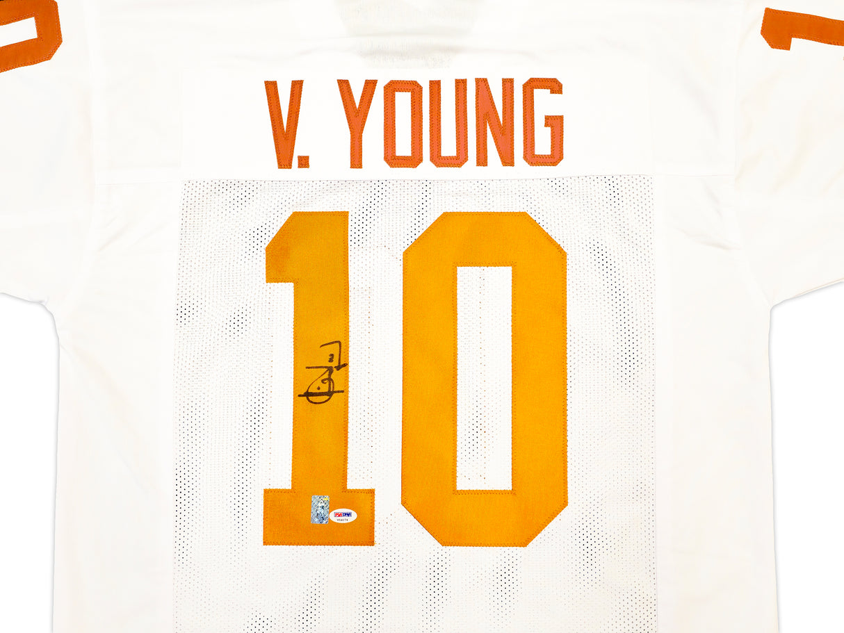 Texas Longhorns Vince Young Autographed White & Orange Jersey PSA/DNA Stock #229529