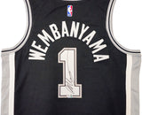 San Antonio Spurs Victor Wembanyama Autographed Black Nike Swingman Icon Edition Jersey Size 48 Fanatics Holo Stock #229516