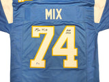 San Diego Chargers Ron Mix Autographed Blue Jersey "HOF 1979" Beckett BAS Witness Stock #230001