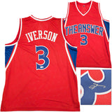 Philadelphia 76ers Allen Iverson Autographed Red Jersey Beckett BAS Witness Stock #229999