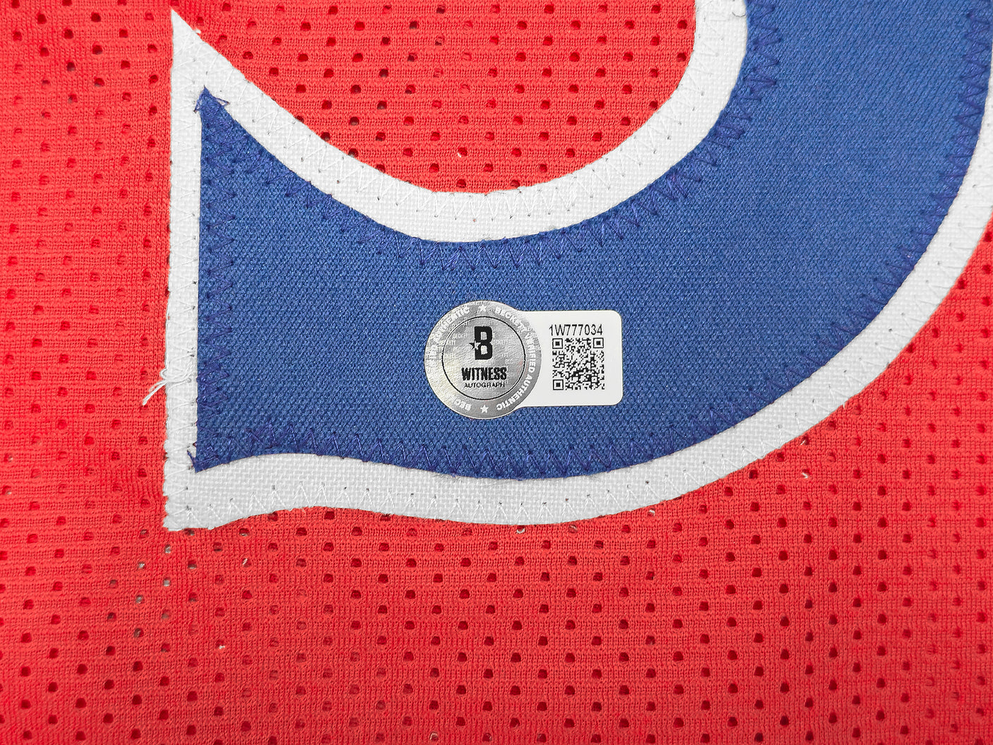 Philadelphia 76ers Allen Iverson Autographed Red Jersey Beckett BAS Witness Stock #229999