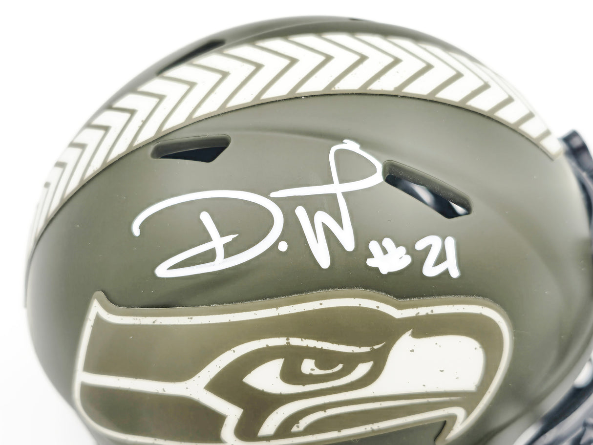 Devon Witherspoon Autographed Seattle Seahawks Green Salute To Service Speed Mini Helmet MCS Holo Stock #229505