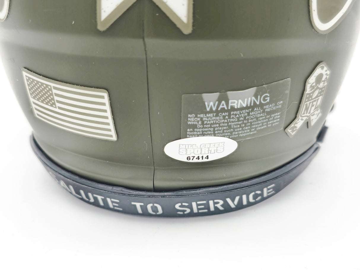 Devon Witherspoon Autographed Seattle Seahawks Green Salute To Service Speed Mini Helmet MCS Holo Stock #229505