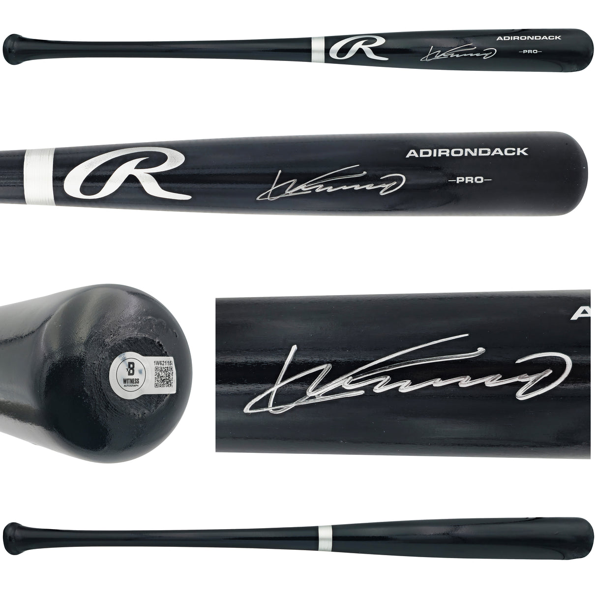 Vladimir Guerrero Sr. Autographed Black Rawlings Adirondack Pro Baseball Bat Anaheim Angels Beckett BAS Witness Stock #230016