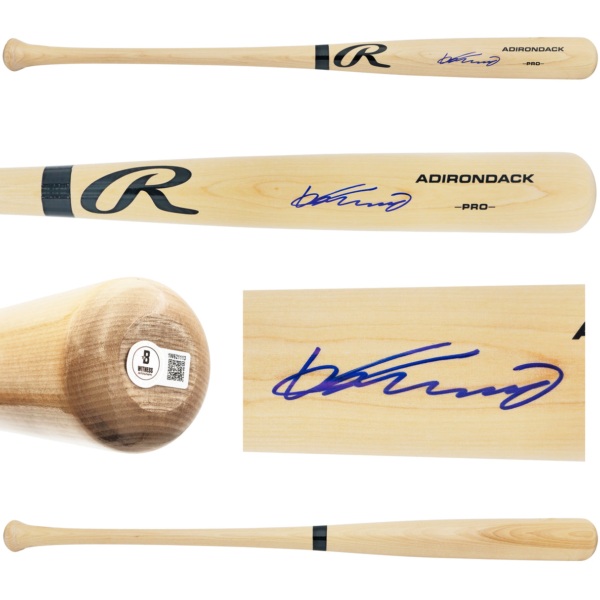 Vladimir Guerrero Sr. Autographed Blonde Rawlings Adirondack Pro Baseball Bat Anaheim Angels Beckett BAS Witness Stock #230017