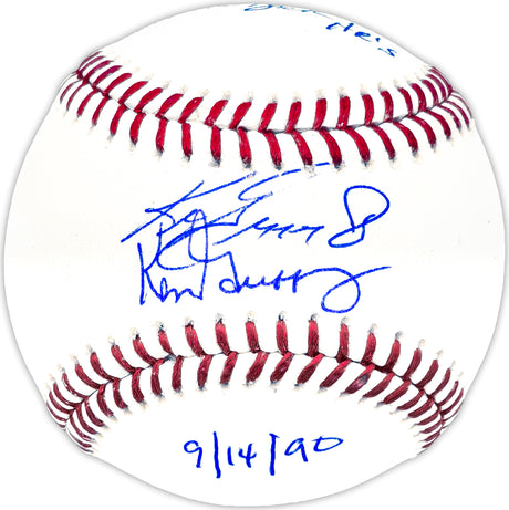 Ken Griffey Jr. & Ken Griffey Sr. Autographed Official MLB Baseball Seattle Mariners "Back To Back HR 9/14/90" Beckett BAS Witness Stock #230129