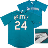 Seattle Mariners Ken Griffey Jr. Autographed Teal Nike Jersey Size M Beckett BAS Witness Stock #230141