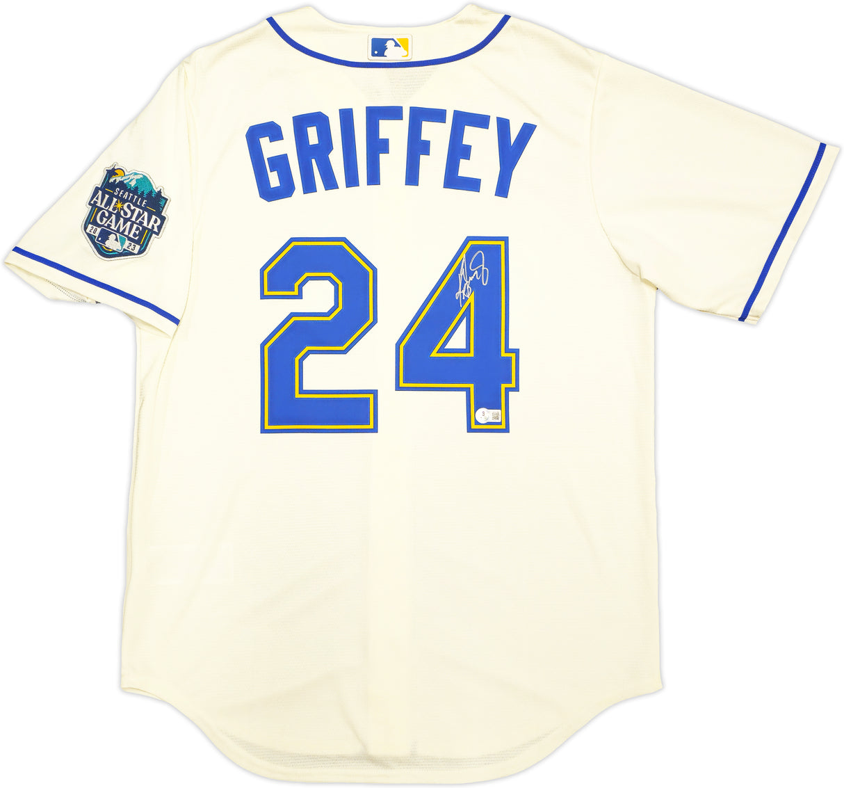 Seattle Mariners Ken Griffey Jr. Autographed Cream Nike 2023 All Star Game Patch Jersey Size M Beckett BAS Witness Stock #230137