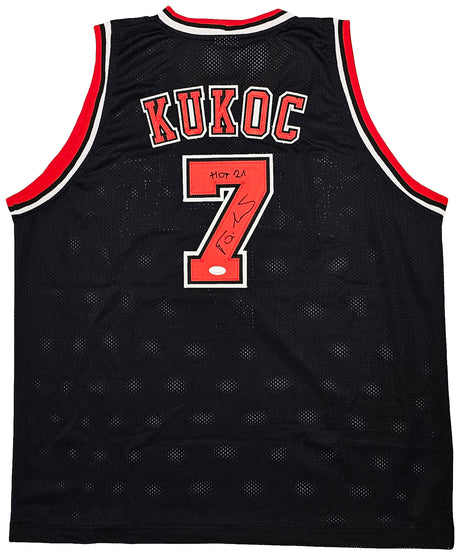 Chicago Bulls Toni Kukoc Autographed Black Jersey "HOF 21" JSA Stock #215751