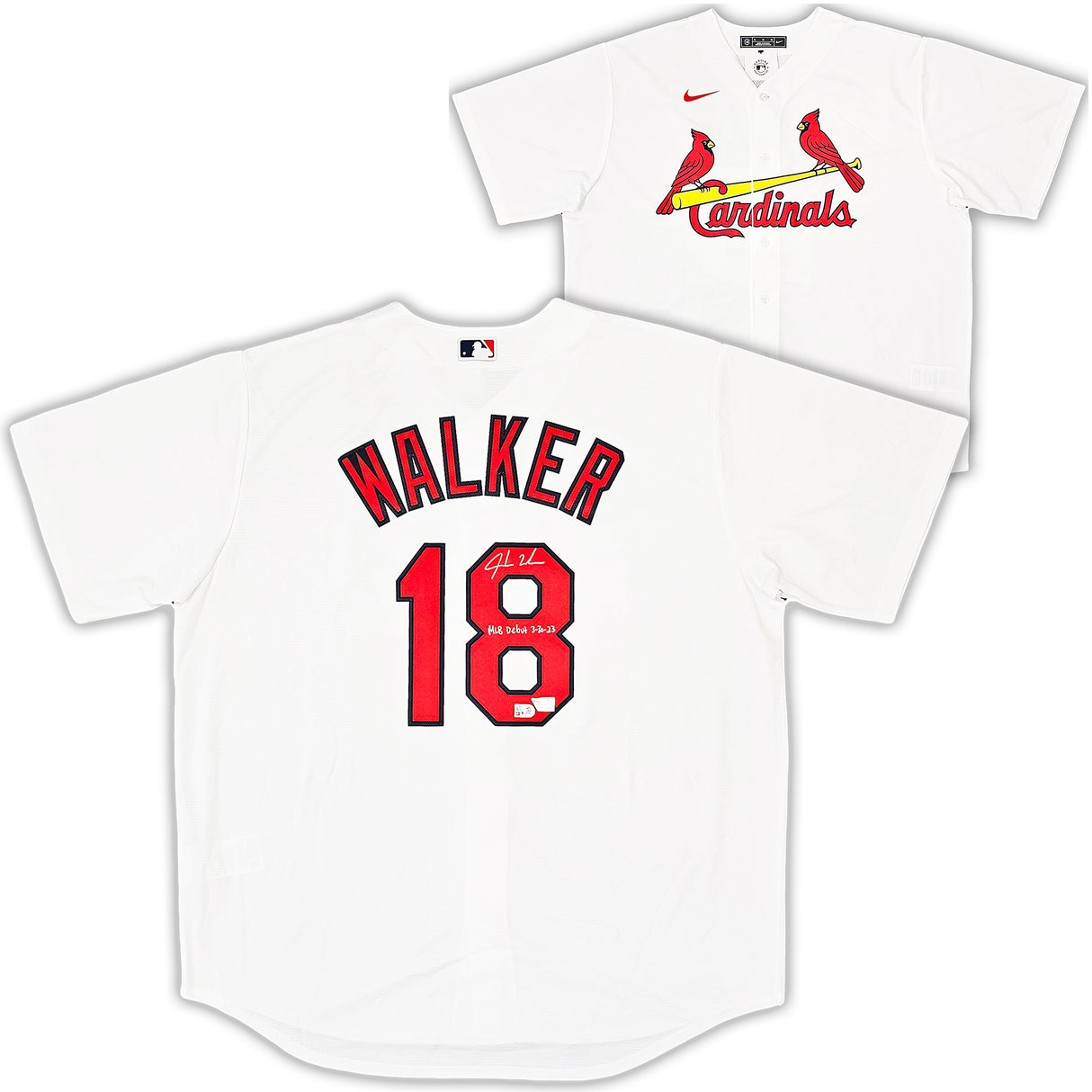 St. Louis Cardinals Jordan Walker Autographed White Nike Jersey Size XL "MLB Debut 3-30-23" Fanatics Holo Stock #215798