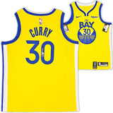 Golden State Warriors Stephen Curry Autographed Yellow Nike Swingman Jersey Size 48 Beckett BAS QR Stock #215827