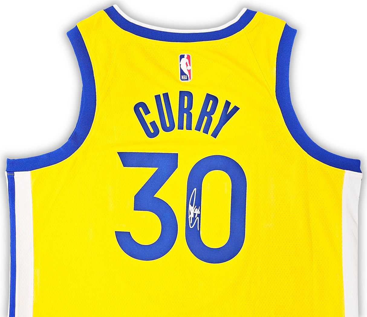 Golden State Warriors Stephen Curry Autographed Yellow Nike Swingman Jersey Size 48 Beckett BAS QR Stock #215827