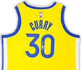 Golden State Warriors Stephen Curry Autographed Yellow Nike Swingman Jersey Size 48 Beckett BAS QR Stock #215827