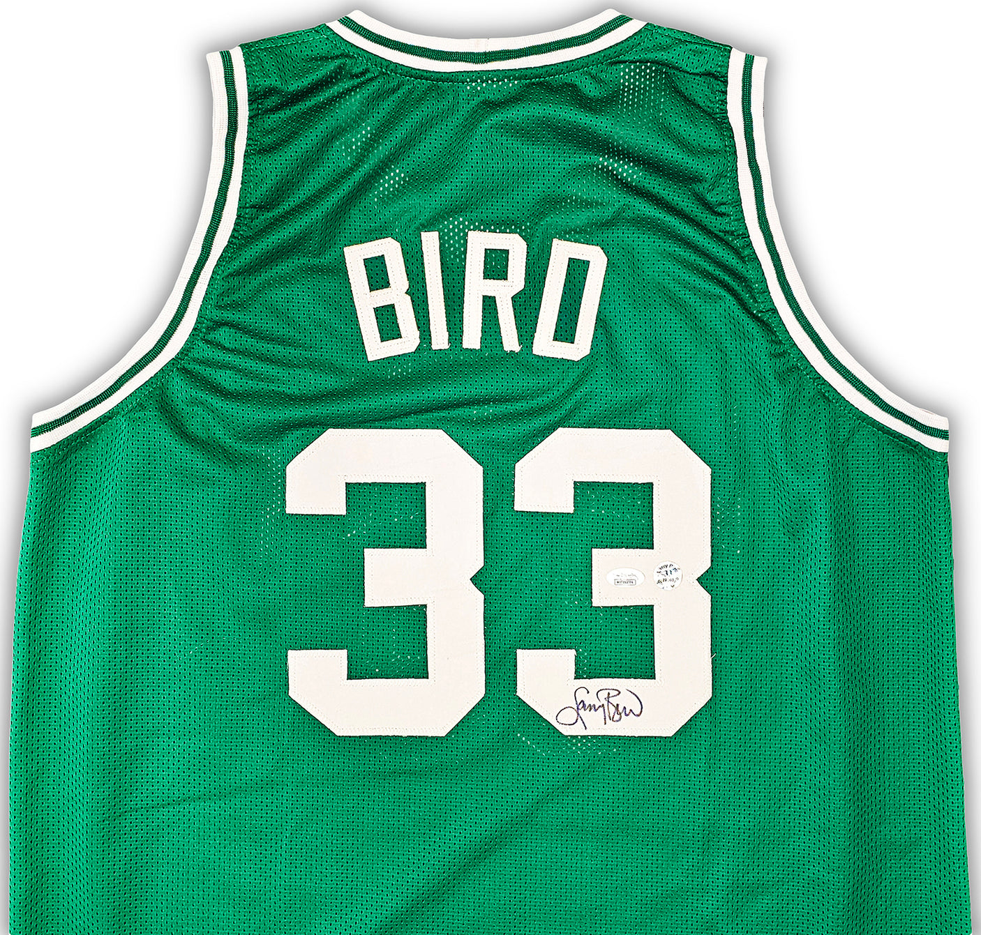 Boston Celtics Larry Bird Autographed Green Jersey JSA Stock #215743