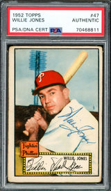 Willie Jones Autographed 1952 Topps Card #47 Philadelphia Phillies PSA/DNA #70468811