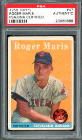 Roger Maris Autographed 1958 Topps Rookie Card #47 Cleveland Indians PSA/DNA #23960889