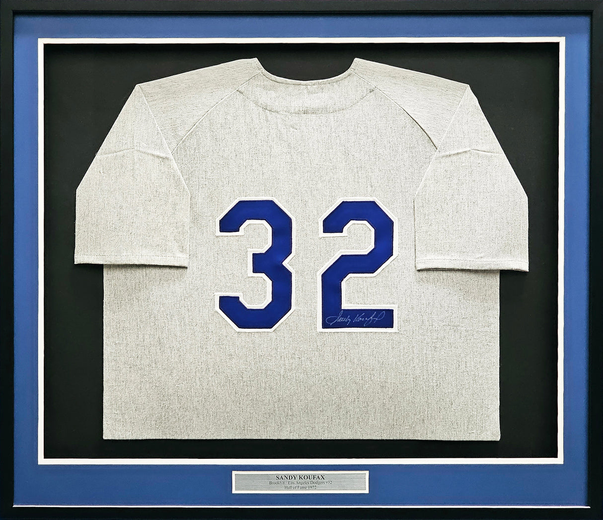 Brooklyn Dodgers Sandy Koufax Autographed Framed Grey Jersey Beckett BAS #AB92289