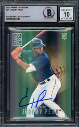 Jeremy Pena Autographed 2022 Panini Capstone Rookie Card #21 Houston Astros Auto Grade Gem Mint 10 Beckett BAS #16543444