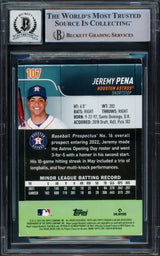 Jeremy Pena Autographed 2022 Stadium Club Rookie Card #107 Houston Astros Auto Grade Gem Mint 10 Blue Beckett BAS #16543458