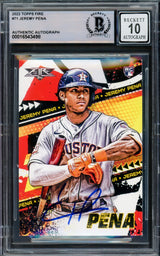 Jeremy Pena Autographed 2022 Topps Fire Rookie Card #71 Houston Astros Auto Grade Gem Mint 10 Beckett BAS #16543498