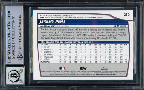 Jeremy Pena Autographed 2023 Topps Big League Uncommon Rainbow Card #230 Houston Astros Auto Grade Gem Mint 10 Beckett BAS #16543771